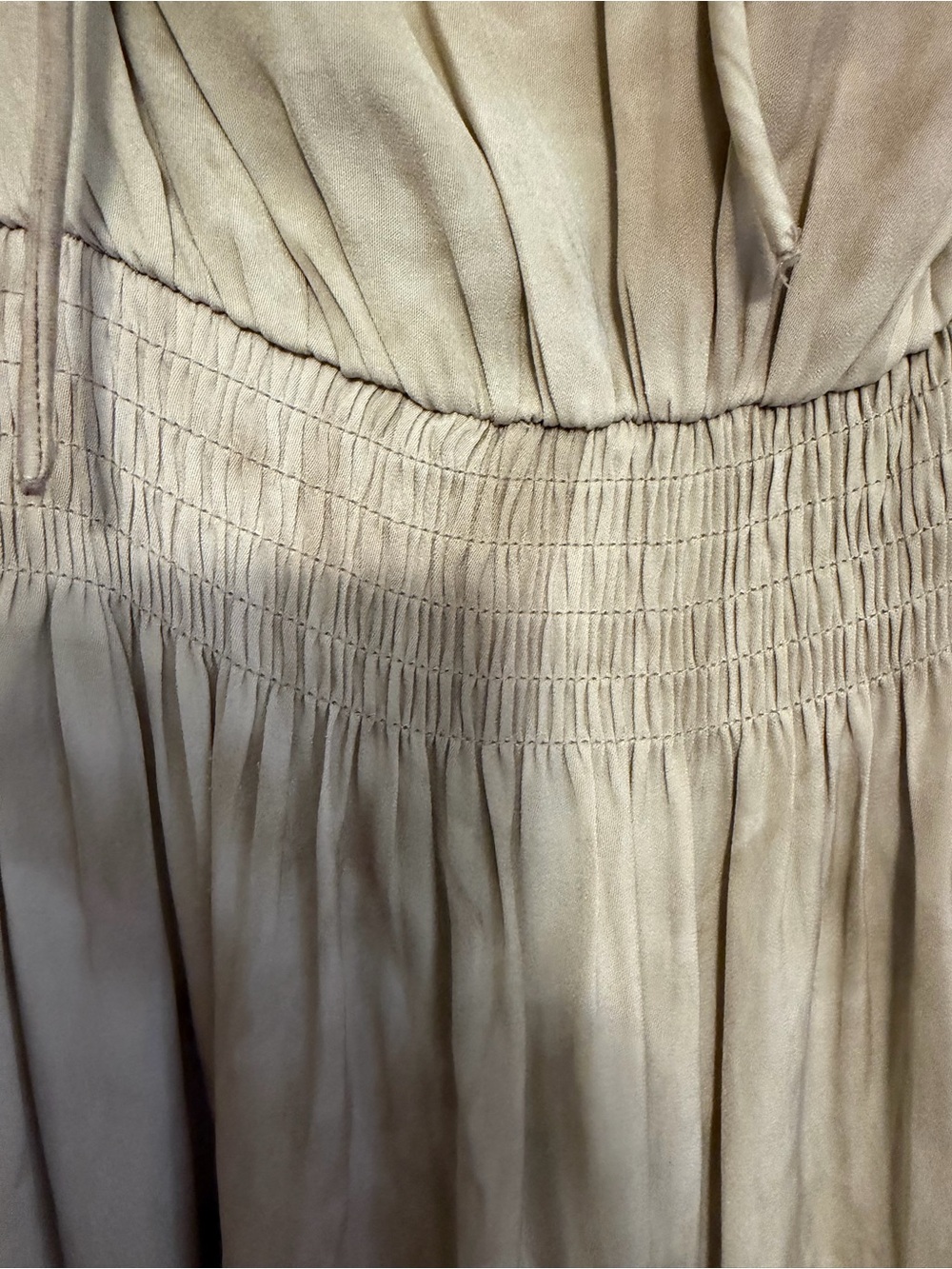 Sleeveless Olive Midi Dress with Smocked Waist - Picture 4 of 7
